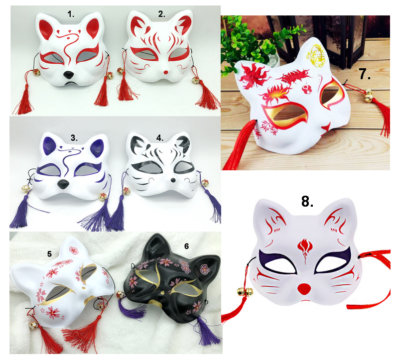 彩繪貓臉面具/鈴鐺貓面具/狐狸面具