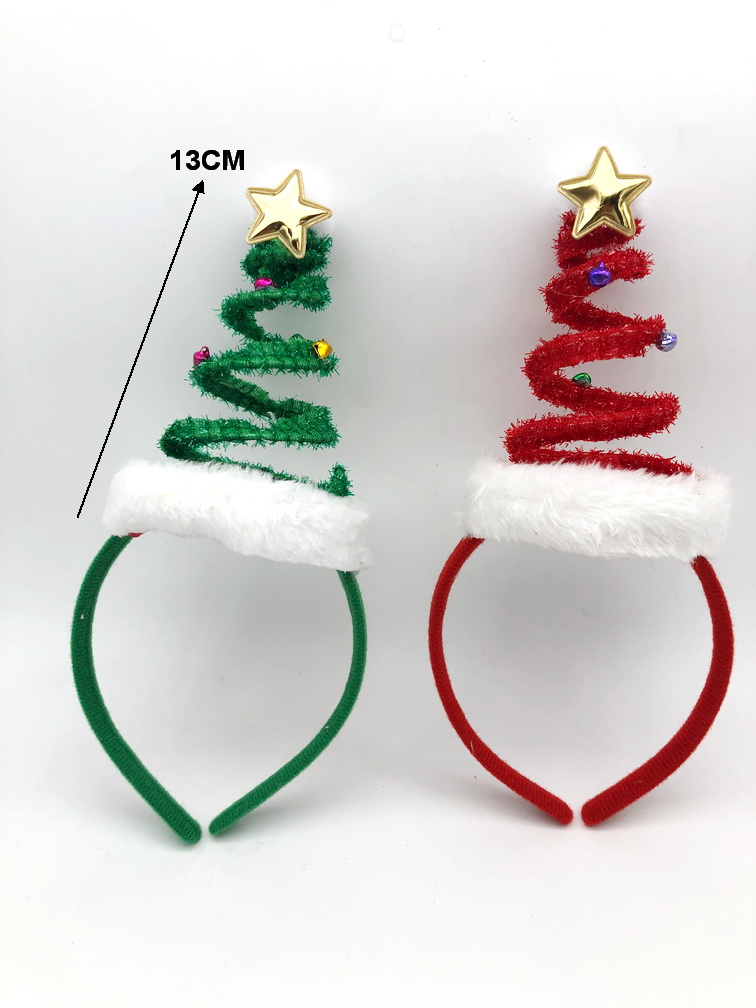 聖誕樹髮箍/彈簧聖誕樹髮箍/可愛鈴鐺彈簧聖誕樹髮箍