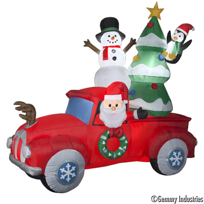 混合型充氣-老公開紅卡 車載聖誕樹（塗銀布）