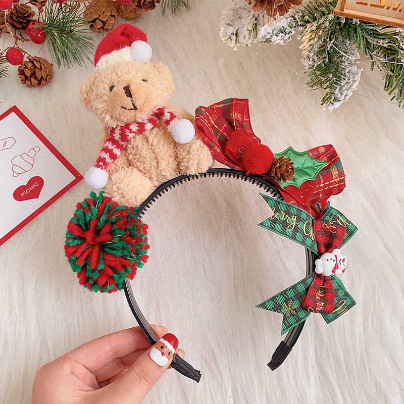 聖誕熊蝴蝶結髮箍