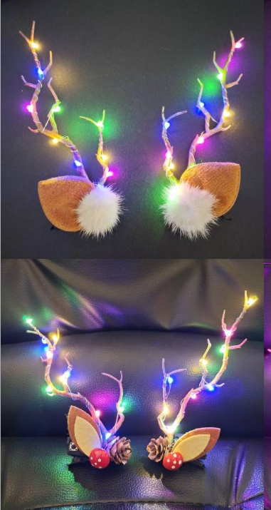 聖誕節鹿角裝飾/聖誕鹿角髮夾/發光麋鹿角/led樹枝狀麋鹿角髮夾